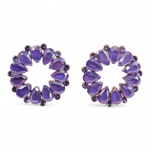Pendientes de Cristal Vintage - Aro - Lavanda