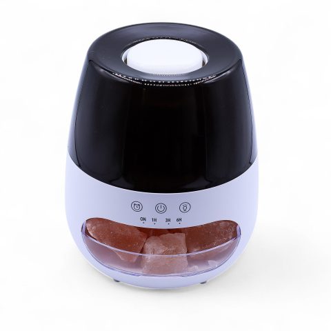 Difusor de aroma con efecto de llama de piedra de sal - USB blanco - Cambio de color y temporizador